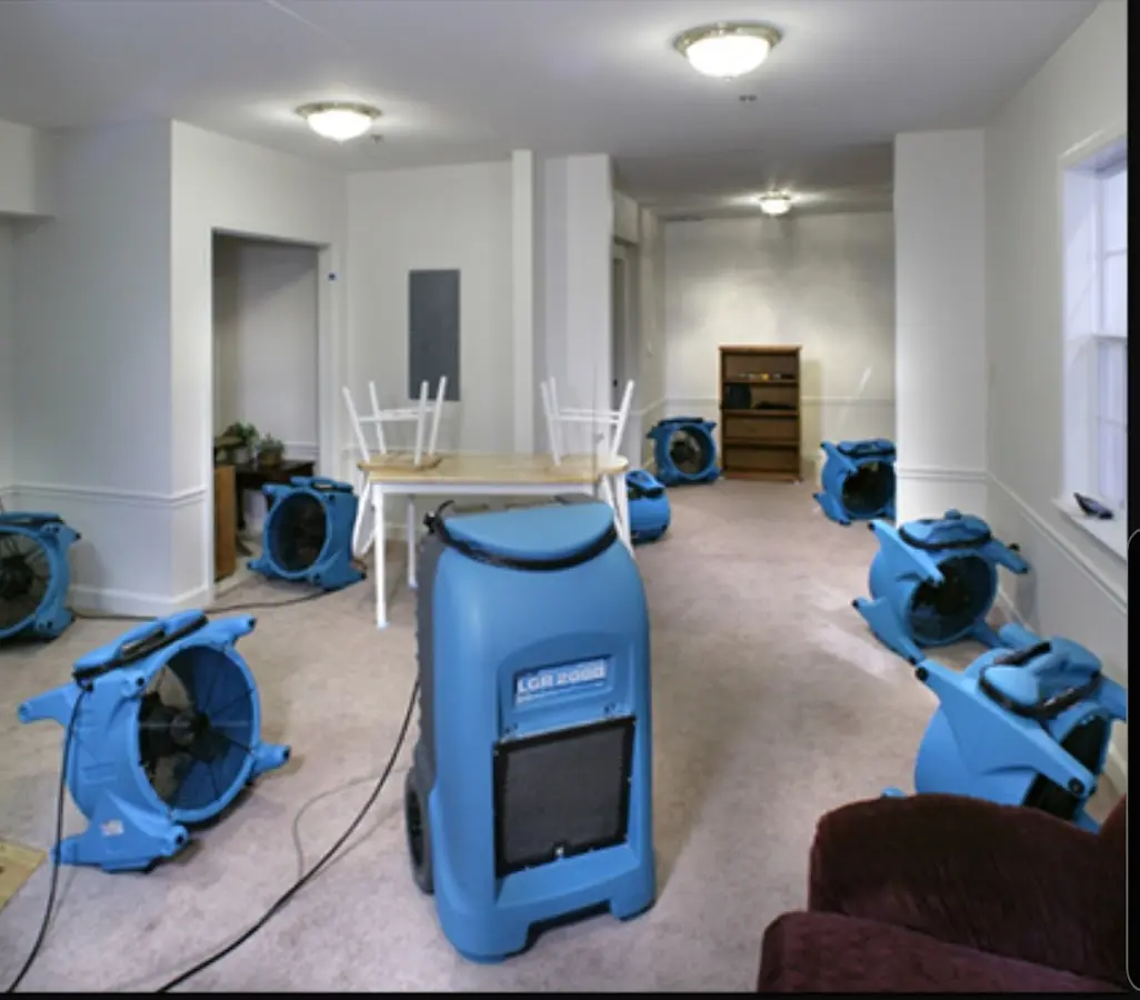 Air movers and dehumidifier setup for Water Extraction & Removal in Muskego